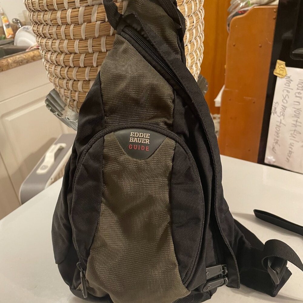 Eddie Bauer Guide Black & Gray Shoulder Sling Crossbody Backpack